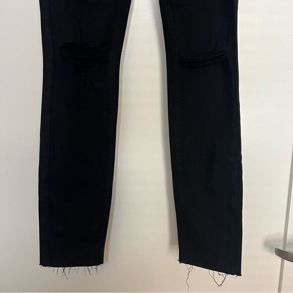 Paige Skinny Jeans Womens Size 23 Black Verdugo Ankle Raw Hem Domino Destructed - Picture 3 of 16